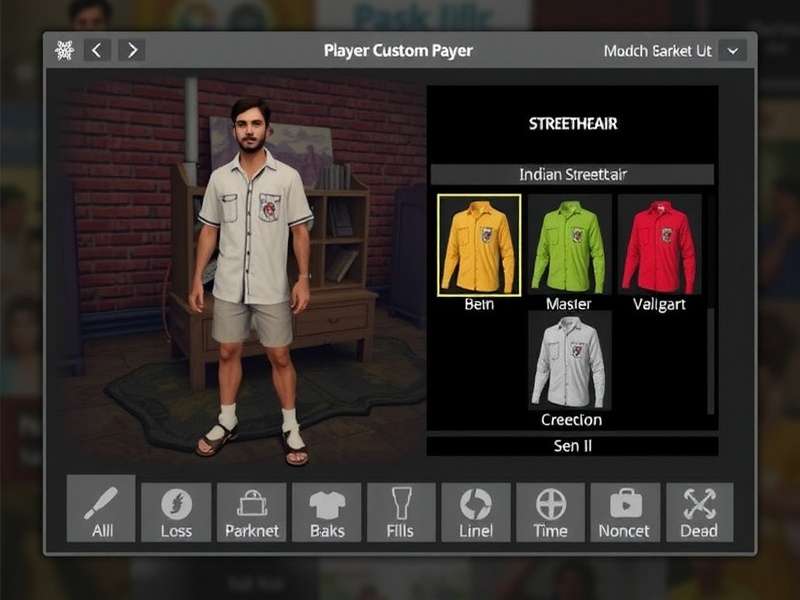 Slum Basket Ace player customization screen showing various Indian streetwear options