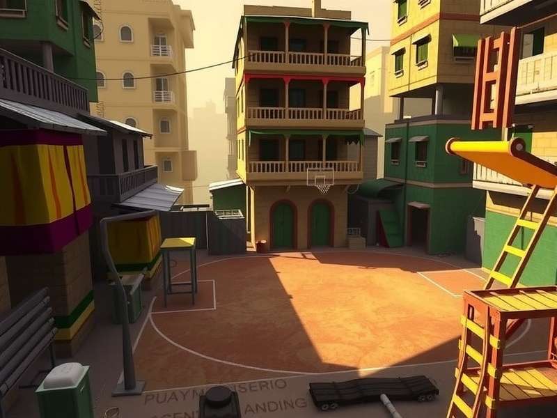 Slum Basket Ace in-game screenshot showing a basketball court in an Indian slum setting