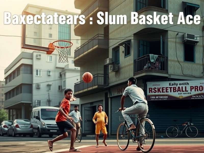 Slum Basket Ace Cover Image featuring street basketball in an Indian slum